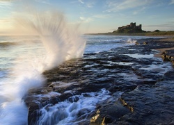 Zamek, Bamburgh, Morze, Anglia