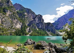 Góry, Jezioro Pragser Wildsee, Włochy