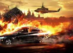Wheelman, Helikopter, Samochód, Ogień