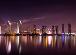 San Diego, Noc, Oświetlone, Miasto