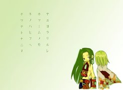 Shaman King, zielone włosy, chińskie litery