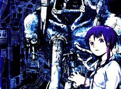 Serial Experiments Lain, dziewczyna, niebieskie włosy