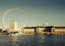 Rzeka, Tamiza, London Eye, Anglia