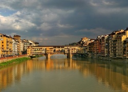 Florencja, Most, Ponte Vecchio, Rzeka, Odbicie