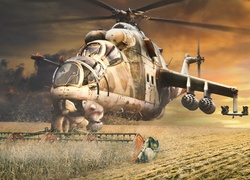 Mi-24, Żniwiarka, Trawy, Pole