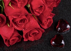 Bukiet, Czerwonych, Róż, Rosa, Serduszka, Walentynki