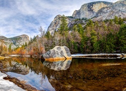 Stany Zjednoczone, Stan Kalifornia, Park Narodowy Yosemite, Góry, Las, Rzeka