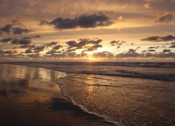 Plaża, Morze, Zachód Słońca