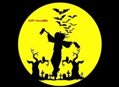 Halloween,księżyc, cmentarz