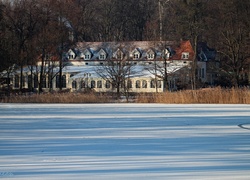 Restauracja, Hotel, Meridian, Poznań, Zamarznięte, Jezioro, Trzcina