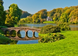 Mostek, Jezioro, Park, Stourhead, Anglia