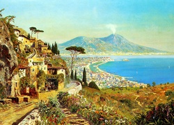 Alois, Arnegger, Domy, Roślinność, Panorama, Miasta, Morze, Wulkan