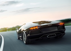 Czarne, Lamborghini, Aventador, Art, Tor