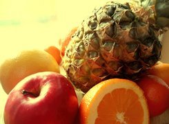 Owoce, Jabłko, Pomarańcz, Ananas, Mandarynka