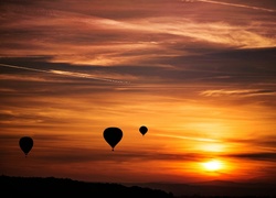 Zachód, Słońca, Balony