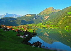 Domy, Góry, Jezioro, Szwajcaria