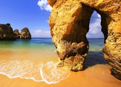 Morze, Skały, Algarve, Portugalia