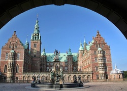 Zamek, Frederiksborg, Fontanna, Miasto, Hillerod