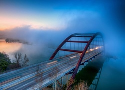 Stany Zjednoczone, Teksas, Austin, Most Pennybacker, Mgła, Jezioro Austin