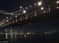 Noc, Podświetlany, Most, Rzeka