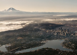 Stany Zjednoczone, Seattle, Miasto, Góra, Chmury