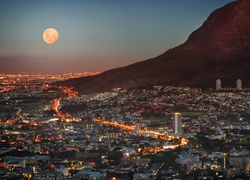 Republika Południowej Afryki, Kapsztad, Miasto, Noc, Góra