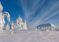 Zima, Śnieg, Ośnieżone, Drzewa, Cerkiew