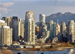 Góry, Panorama, Vancouver, Morze, Przebijające, Światło