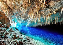 Bonito, Jaskinia, Blue, Lake, Cave, Jezioro, Stalaktyty