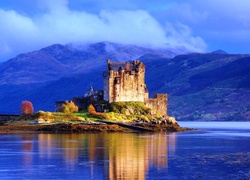 Zamek, Eilean Donan, Most, Góry, Woda, Szkocja