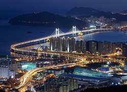 Góry, Morze, Most, Gwangan, Nocna, Panorama, Busan