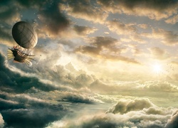 Fantasy, Statek, Powietrzny, Chmury