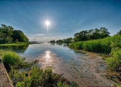 Rzeka, Lato, Promienie, Słońca