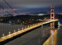 San, Francisco, Nocą, Most, Golden Gate