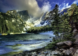 Stany Zjednoczone, Stan Kalifornia, Park Narodowy Yosemite, Góry, Las, Jezioro