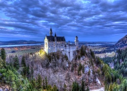 Zamek, Neuschwanstein, Panorama, Niemcy