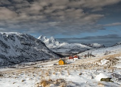 Góry, Domy, Norwegia, Zima