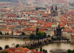Rzeka, Most, Praga, Panorama, Miasta