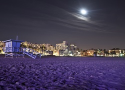 Stany Zjednoczone, Los Angeles, Plaża, Santa Monica, Domy, Noc