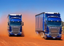Ciężarówki, Scania, Droga, Pył