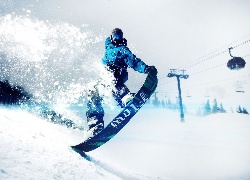 Snowbording, Zima, Śnieg, Wyciąg, Wagoniki