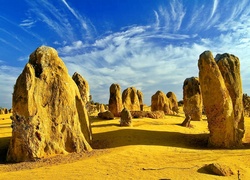 Park, Narodowy, Nambung, Skały, Obłoki