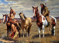 Konie, Łąka, Indianie