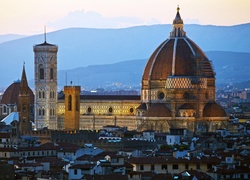 Katedra, Panorama, Miasta, Florencja, Włochy