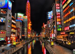 Japonia, Osaka, Miasto, Noc