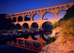 Akwedukt, Pont, Du Gard, Rzeka, Odbicie