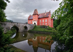 Czechy, Zamek Chervena Lhota, Most, Rzeka, Drzewa