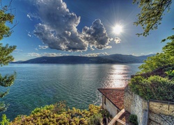 Jezioro Varese, Włochy, Promienie Słońca, Góry