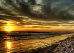 Plaża, Zachód Słońca, Morze