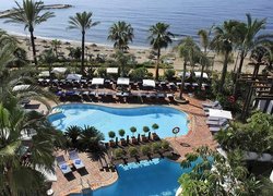 Morze, Plaża, Kompleks, Hotelowy, Basen, Palmy